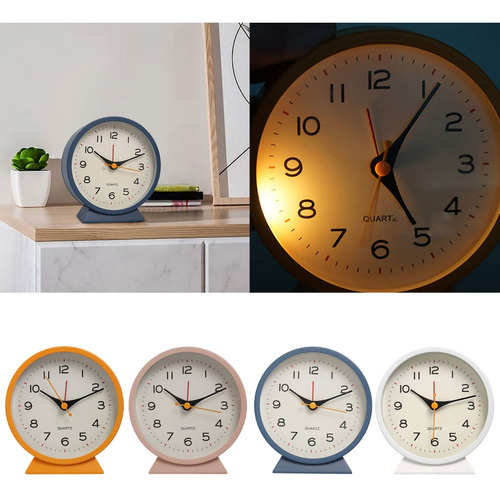 (bl) Reloj De Escritorio Moderno De Metal Junto A La Cama Co