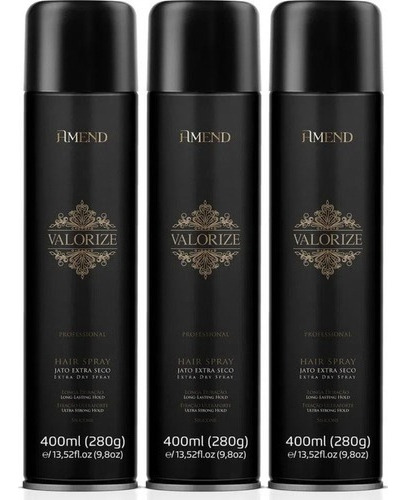 Amend Hair Sprai Valorize Kit Com 3 Jato Seco Hoje