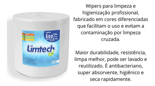 Pano Multiuso Limtech Branco 600 Folhas - 23cm X 240m