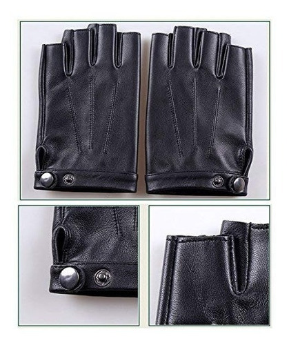 Imagen 4 de 7 de Guantes Sin Dedos Guantes De Cuero Pu Pantalla Táctil Ves