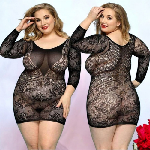 Sexy Red Talla Extra Lencería Malla Plus Size Negro Red Extra