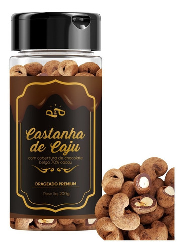 Drageado Castanha Caju Chocolate Belga 70% 200g Dragee P&p