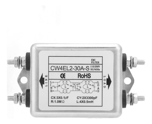 Filtro Emi De 115 V/250 V Cw4el2-30a S Alimentación Monofási