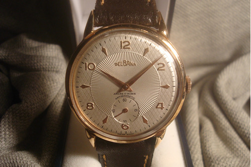 Bellisimo Reloj Delbana '51 Antiguo Oro Plaque18k Unico Joya