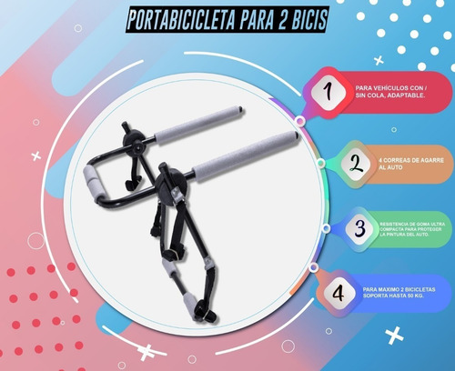 Imagen 2 de 4 de Portabicicleta Para Auto Baul Universal Reforzado Dinamic