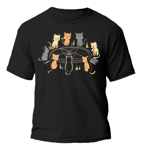 Remera Gatitos Ritual Hechizo Diseño 100% Algodon