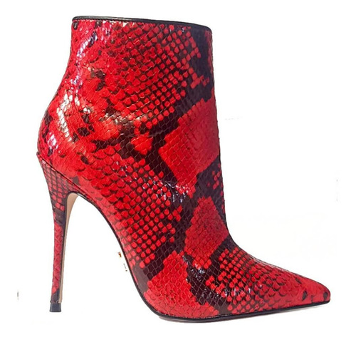 Imagem 1 de 5 de Bota Couro Cano Curto Salto 11cm Animal Print Carrano 151211