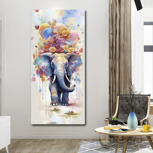 Cuadro Canvas Elefante Colores Elegante Sala Anima72 130x70