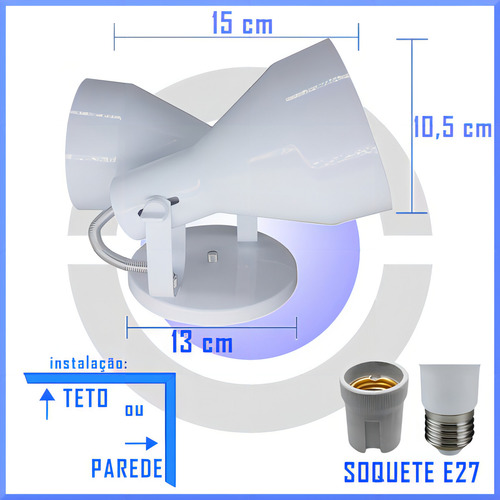 Luminária Arandela Dupla E27 P/ Lâmpada Par30 Led Cor Preto