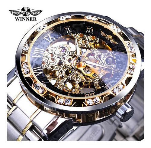 Reloj Casual Luminoso Mecánico Winner De Acero Inoxidable