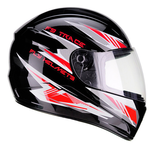 Capacete Moto Feminino Masculino Fly F-9 Trace Tamanho Do Capacete 60 Cor Preto Fosco/vermelho