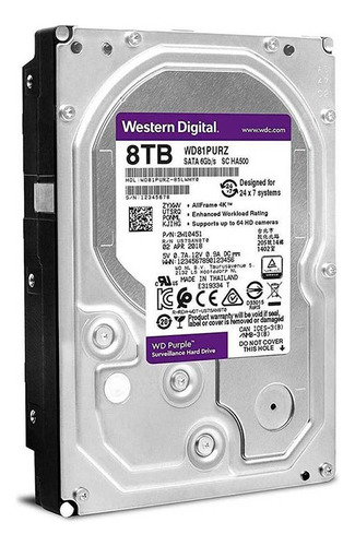Disco Duro Wester Digital Púrpura 8 Tb Cctv Para Dvr Nvr24/7