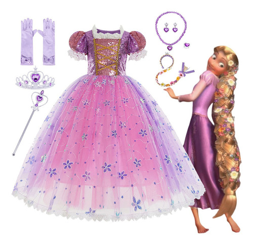 Disfraz De Princesa Rapunzel Para Niñas, Disfraz De Cosplay,