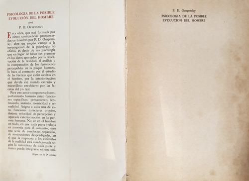 Libro Psicología De La Posible Evolución Del Hombre Por Ousp (Usado)