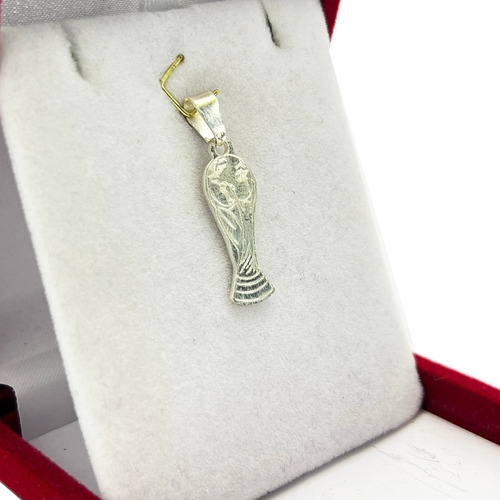 Dije Plata 925 Copa Mundo Mundial Qatar Medalla Chata Futbol Color Plateado