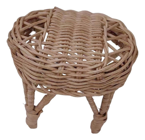 Q Silla De Ratán Para Casa De Muñecas A Escala 7cm X 9cm