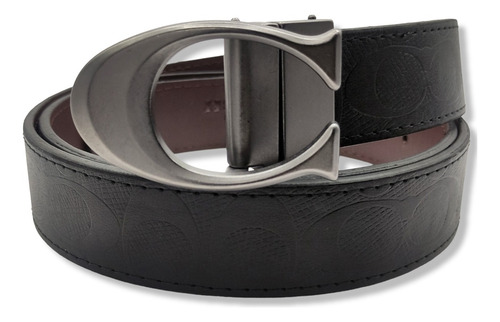 Cinturon Coach Doble Vista Reversible Hombre Mujer Unisex Color Troquelado Diseño De La Tela Hebilla C Talla G (125cm)