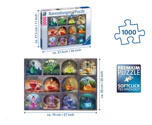 Puzles Ravensburger 16816, Pociones Mágicas, 1000 Piezas