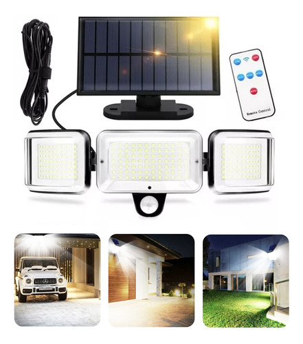 228led 100w Solar Lámpara De Pared Interior Exterior Sensor