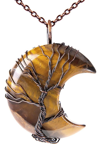 Collar Bivei Tree Of Life Con Forma De Luna Creciente, Al...