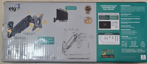 Suporte De Parede Elg F410 Para 17 A 34 De 2kg A 9kg Preto (Usado)