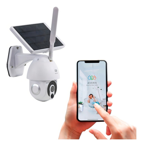 Avera Cámara Wifi Ip Exterior Con Panel Solar Seguridad Cs01 Color Blanco