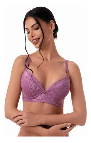 Conjunto De Lencería Con Encaje - Calidad Premium Lila 100