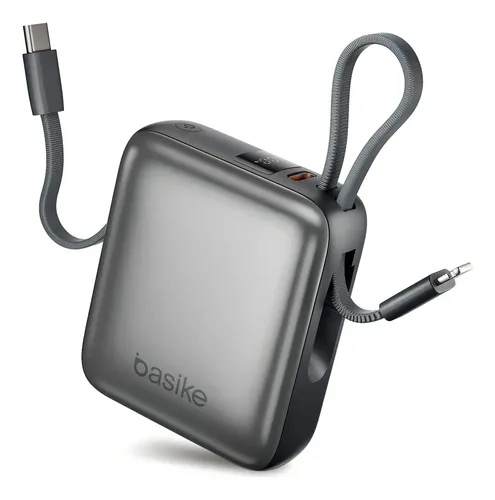 Basike Power Bank 22.5w 10000mah Com Display Carregamento Rápido Power 4-saídas Com Cabo Embutido Usb-c E Lig Htning, Rápido Pps/pd/qc Para iPhone Séries 16/15/14/13, Samsung S25/24/23/22/21
