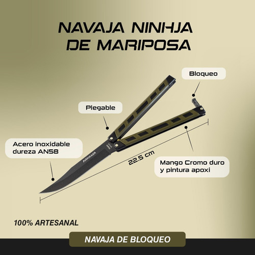 Navaja Miguel Nieto Mariposa Ninhja De Bloqueo Verde Olivo