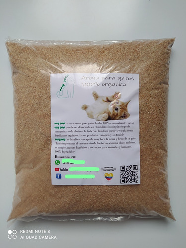 Imagen 1 de 10 de Arena Biodegradable Gatos Echar Popo Sanitario Bulto 25 Kg