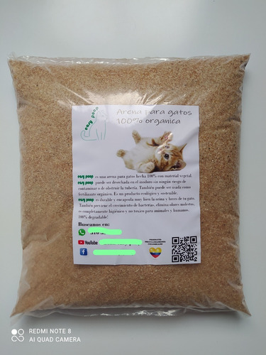 Arena Biodegradable Gatos Echar Popo Sanitario Bulto 25 Kg