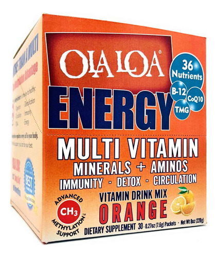 Ola Loa Energía Multivitamínico Polvo Naranja 30 Sobres