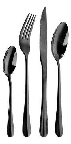 Set Juego Cubiertos 24 Piezas New York Black Acero Inox