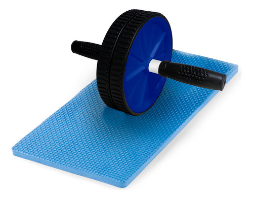 Rueda Abdominal Antiderrape Para Ejercicio Slim Company Gym En Casa Dos Llantas Con Tapete Color Azul