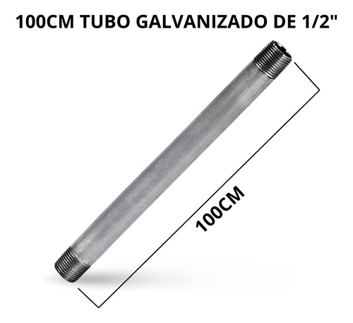 100cm Tubo De Aço Galvanizado De 1/2 Com Rosca