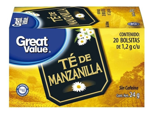 Té De Manzanilla Great Value Sin Cafeína 20 Sobres