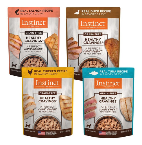 20 Sobres Instinct P/gato |sabores Pato, Pollo, Salmón, Atún