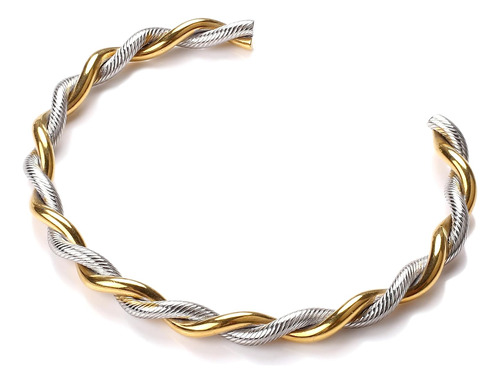 Twisted Bracelets For Women Cuff Bangle Plated Two Tone Gold