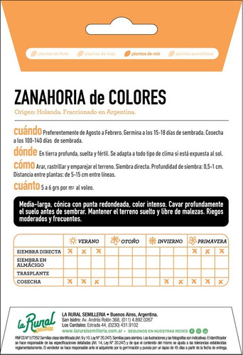 Semillas - Zanahoria De Colores