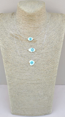 Imagen 1 de 1 de Collar 3 Hilos Invisibles Con Perlas Ojos
