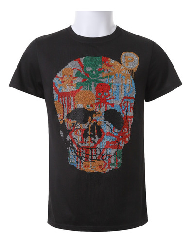 Playera Calavera Con Letra P Con Diamantes