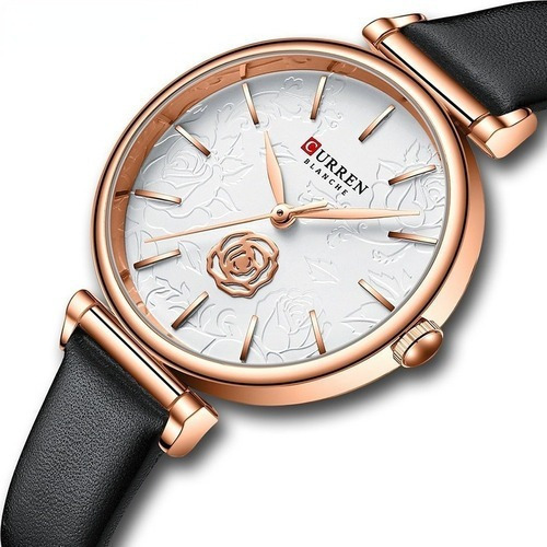 Relógios de quartzo de couro de luxo Curren para mulheres 9078