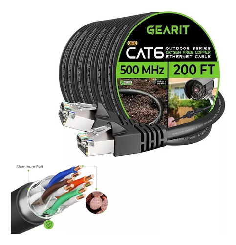 Cable Cat6 100% Cobre P Starlink Americano Exterior 200 Pies