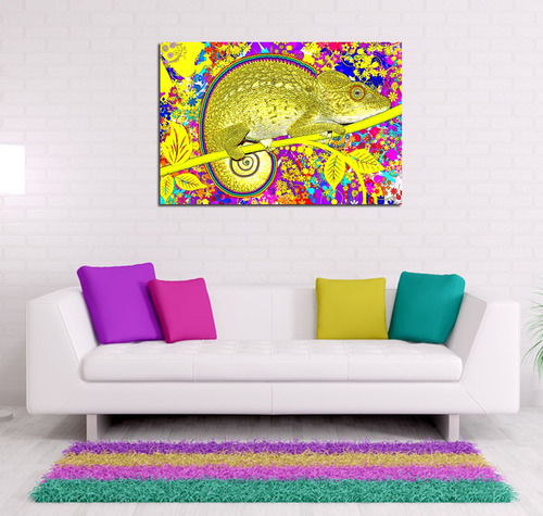 Cuadro 30x45cm Camaleon Pop Art Colores Fauna Flash