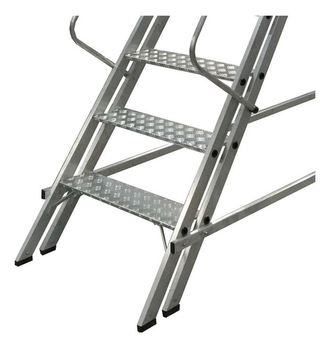 Escada Plataforma Nr12 2,50m 9 Degraus 2 Rodas Escaleve