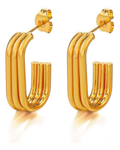 Aretes Estilo Geométrico Acero Inoxidable Enchapado Oro 18qt