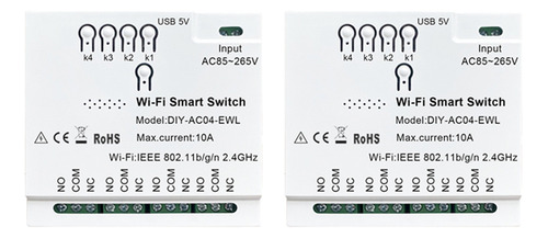2 Conmutadores Wifi Ewelink De 4 Canales, 85-265 V, Usb, 5 V