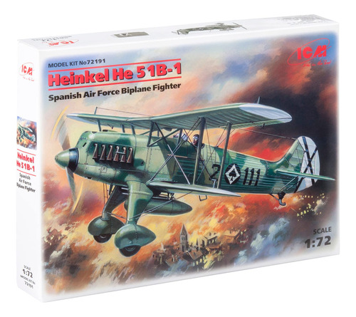 Icm Modelo He 51b-1 Español Af Fighter-biplane Building Kit