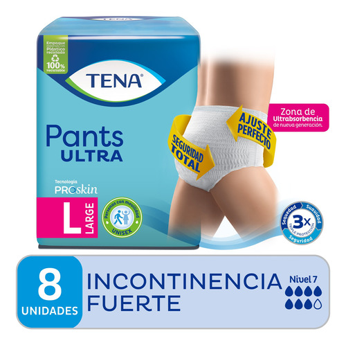 Pañales para adultos descartables Tena Pants Ultra L 8 unidades