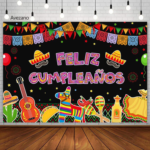 Telón De Fondo De Cumpleaños Para Fiesta Temática Mexicana,